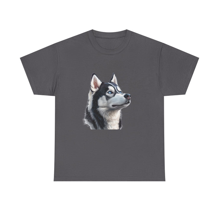 Siberian Husky Heavy Cotton Tee, Cozy Dog Lover Shirt, Unisex Graphic Tee, Pet Owner Gift, Cute Animal Apparel