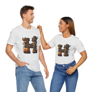 Halloween Themed Unisex Tee, Pumpkin Shirt, October Fest T-Shirt, Scary Skull Top, Spooky Shirt, Ghoulish Fashion