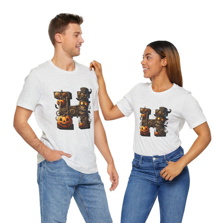Halloween Themed Unisex Tee, Pumpkin Shirt, October Fest T-Shirt, Scary Skull Top, Spooky Shirt, Ghoulish Fashion