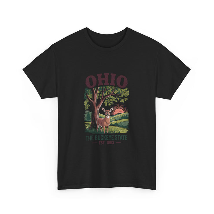 Ohio Vintage Graphic Tee, Unisex Cotton Shirt, Buckeye State Gift, Nature Lover Tee, Casual Wear, Ohio Pride Clothing, USA States Design