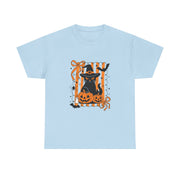 Halloween Cat Tee, Unisex Heavy Cotton Tee, Spooky Season Shirt, Fall Festivity Apparel, Pumpkin Lover Gift