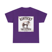 Kentucky Heritage Unisex Heavy Cotton Tee, Vintage Graphic Shirt, Horse Lover Gift, Authentic State Pride Apparel, Casual Everyday Wear, USA States Design