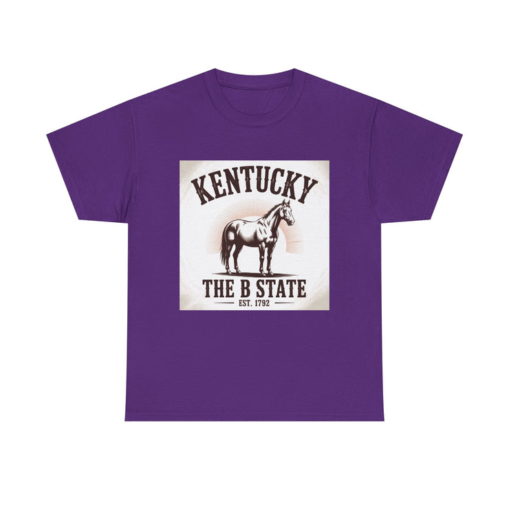 Kentucky Heritage Unisex Heavy Cotton Tee, Vintage Graphic Shirt, Horse Lover Gift, Authentic State Pride Apparel, Casual Everyday Wear, USA States Design