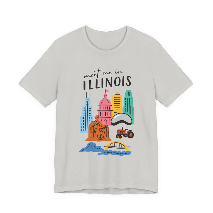Illinois Graphic Tee | Unisex Short Sleeve T-Shirt, Illinois Souvenir Shirt, Travel Gift, Casual Wear, USA States Design