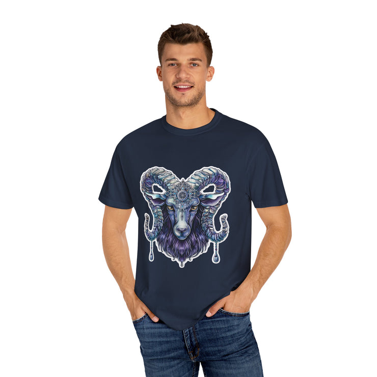 Mystical Ram Graphic Unisex T-shirt, Boho Tee, Astrology Shirt, Spiritual Gift, Festival Wear, Unique Graphic Tee