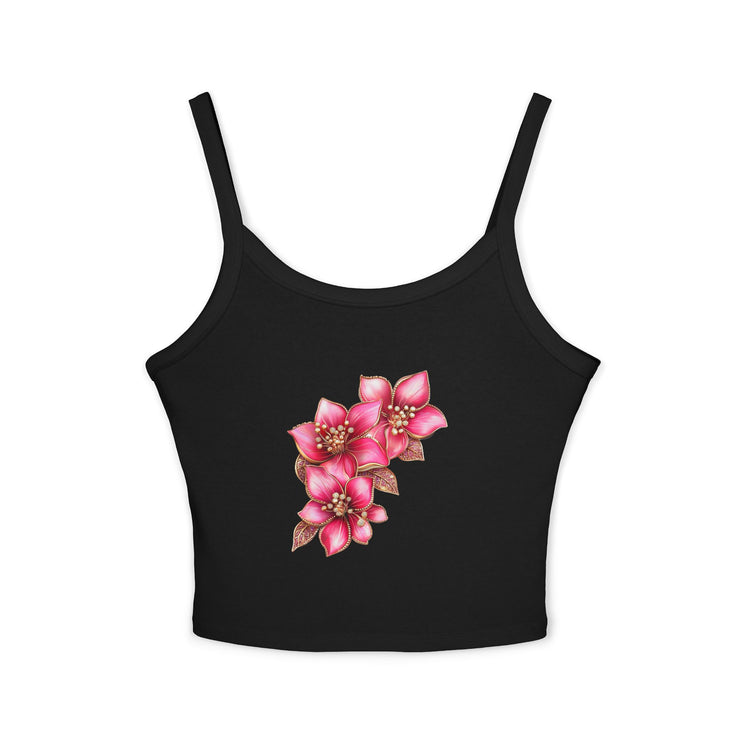 Floral Women's Spaghetti Strap Tank Top, Summer Casual Wear, Beach Outfit, Gift for Her, Festival Clothing, Spring Fashion