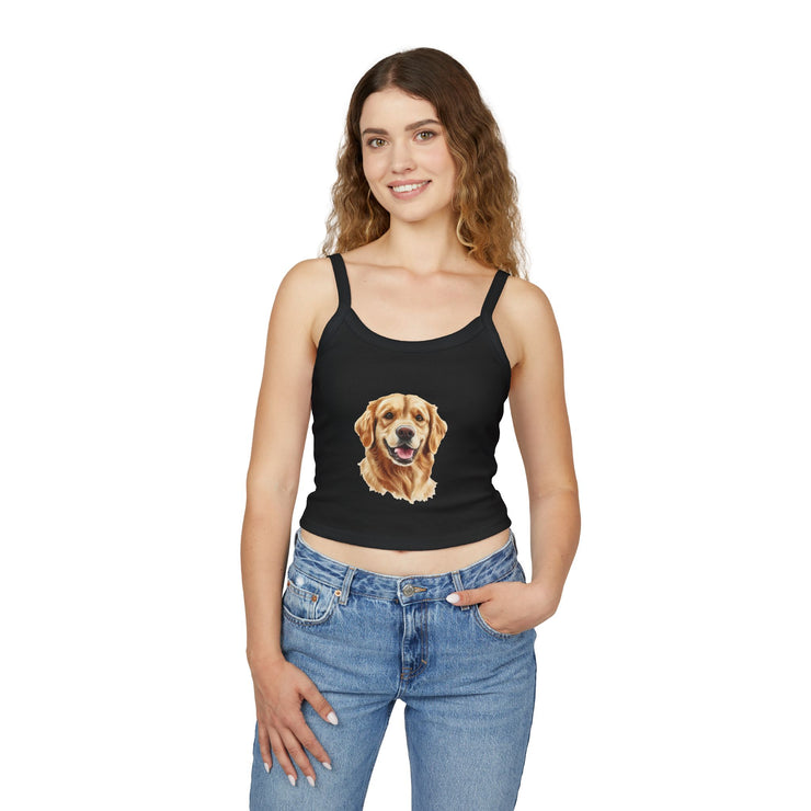Golden Retriever Dog Lover's Spaghetti Strap Tank Top, Cute Pet Apparel, Gift for Dog Moms, Summer Top, Animal Lover Shirt