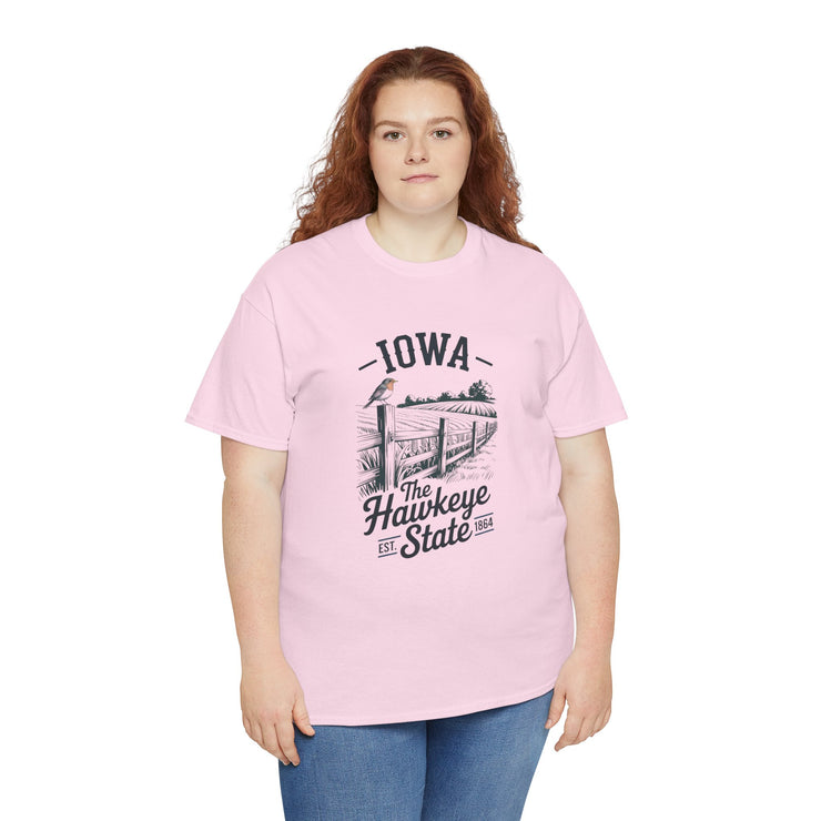 Iowa The Hawkeye State T-Shirt, Vintage Style Tee, Unisex Cotton Shirt, Iowa Pride Gift, USA States Design