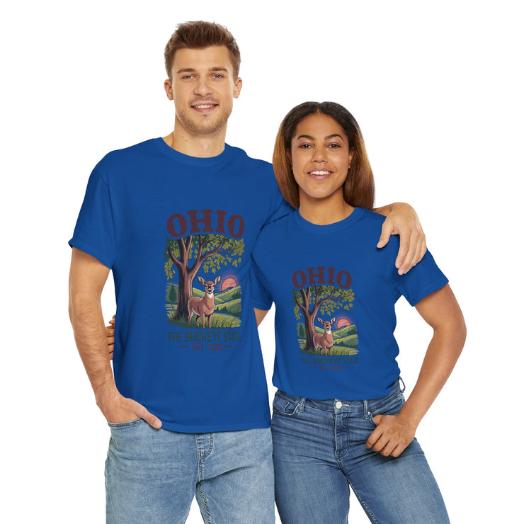 Ohio Vintage Graphic Tee, Unisex Cotton Shirt, Buckeye State Gift, Nature Lover Tee, Casual Wear, Ohio Pride Clothing, USA States Design