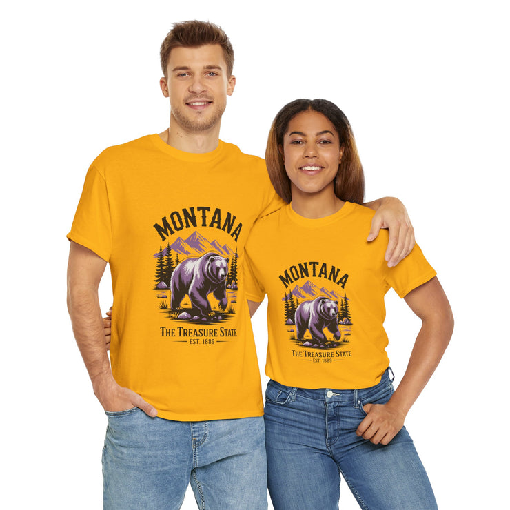 Montana Bear Graphic Tee | Unisex Heavy Cotton Tee, Adventure Shirt, Nature Lover Gift, Hiking Apparel, Travel Tee, Wilderness Wear, USA States Design