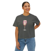 Floral Glam Women's Boxy Tee, Summer Casual Top, Gift for Her, Party Wear, Trendy Graphic Shirt Women T-Shirt