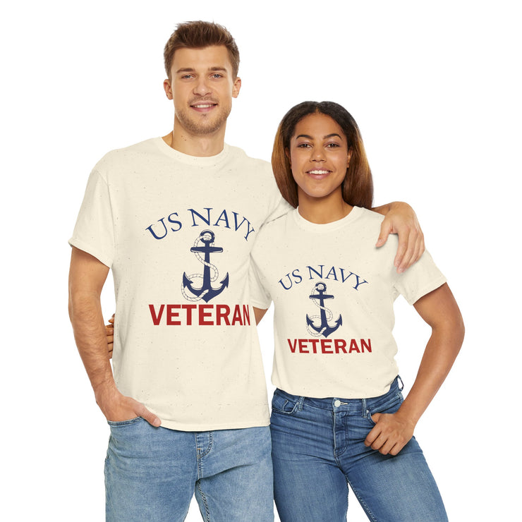 US Navy Veteran Unisex Heavy Cotton Tee, Military Pride Shirt, Veteran Gift, Casual Wear, Patriotic Apparel, Anchor Design T-Shirt