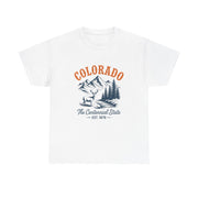 Colorado Adventure Unisex Heavy Cotton Tee, Outdoor Shirt, Gift for Nature Lovers, Travel Tee, USA State Design