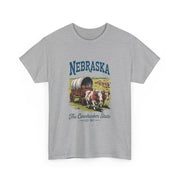 Nebraska Heritage Unisex Heavy Cotton Tee, Vintage State Shirt, Nebraska Flag Apparel, Midwest Pride T-Shirt, Cowpoke Style Tee, USA States Design
