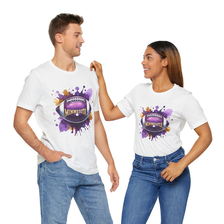 Minnesota Football Splash Tee, Unisex Short Sleeve, Sports Fan Shirt, Game Day Apparel, Football Design, Sports Design