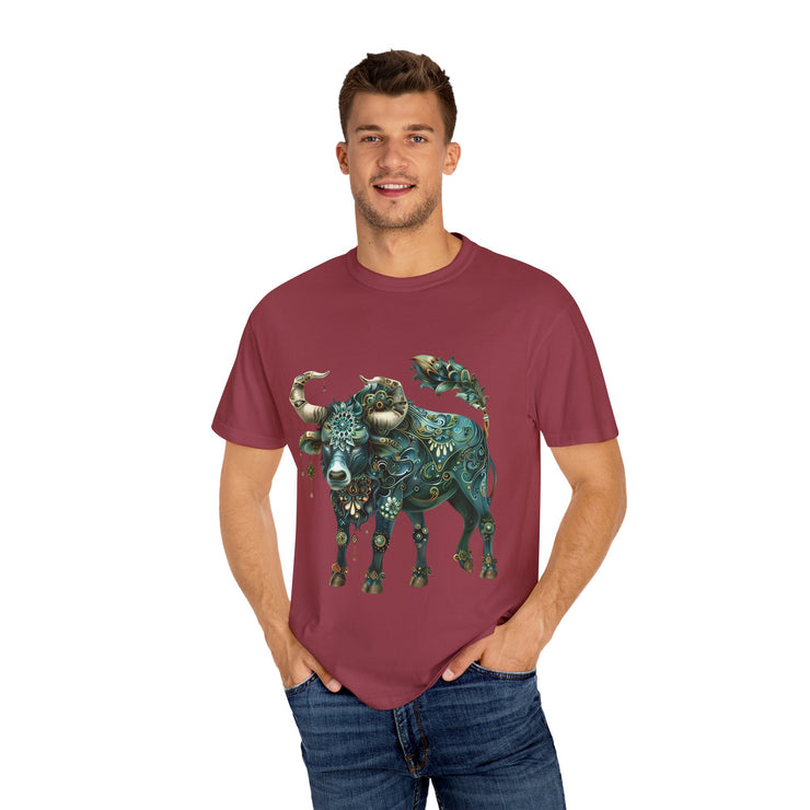 Bohemian Bull T-Shirt, Artistic Graphic Tee, Unisex Shirt for Cow Lovers, Gift for Occasions, Casual Wear, Eco-Friendly Style