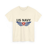 US Navy Winged Logo Unisex Heavy Cotton Tee, Military Apparel, Veteran Gift, Casual Wear, Patriotic Clothing, Gift for Him/Her