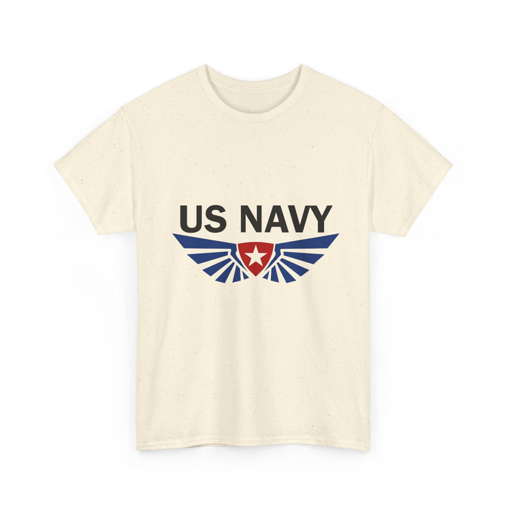 US Navy Winged Logo Unisex Heavy Cotton Tee, Military Apparel, Veteran Gift, Casual Wear, Patriotic Clothing, Gift for Him/Her