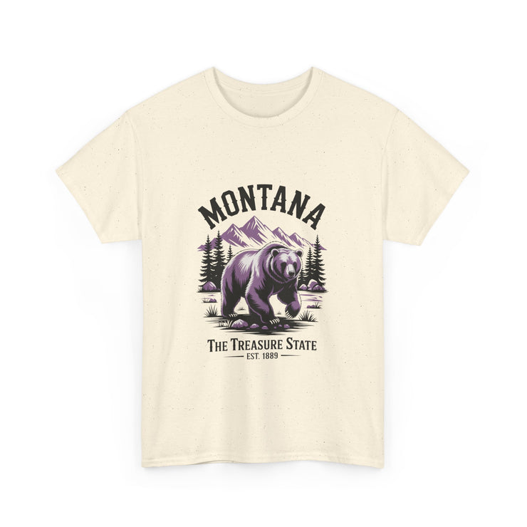 Montana Bear Graphic Tee | Unisex Heavy Cotton Tee, Adventure Shirt, Nature Lover Gift, Hiking Apparel, Travel Tee, Wilderness Wear, USA States Design