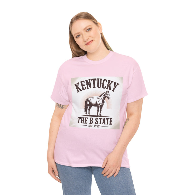 Kentucky Heritage Unisex Heavy Cotton Tee, Vintage Graphic Shirt, Horse Lover Gift, Authentic State Pride Apparel, Casual Everyday Wear, USA States Design