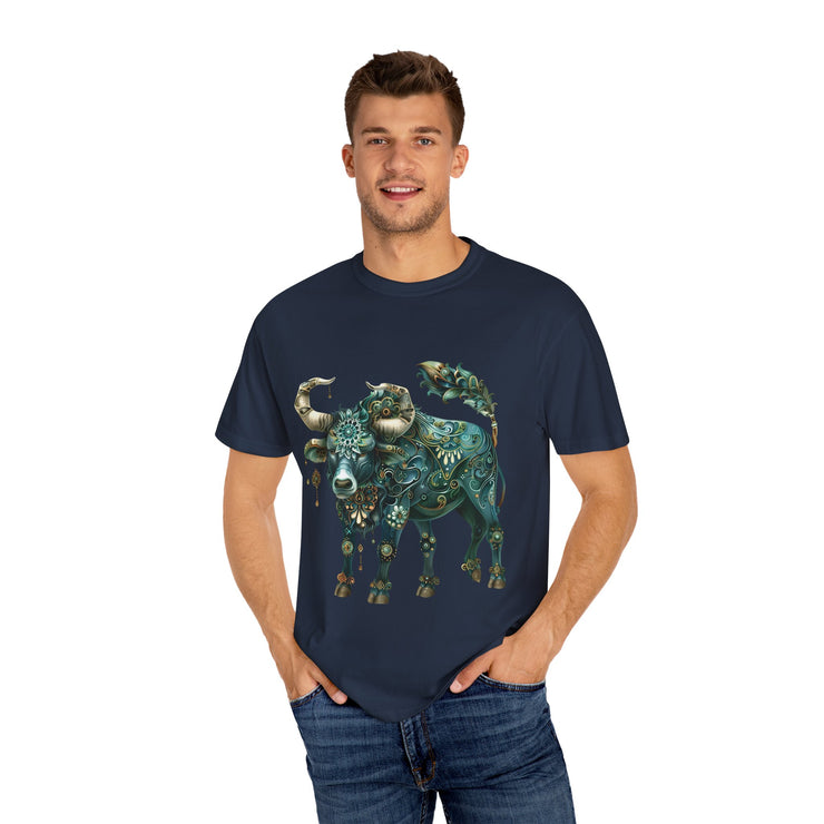 Bohemian Bull T-Shirt, Artistic Graphic Tee, Unisex Shirt for Cow Lovers, Gift for Occasions, Casual Wear, Eco-Friendly Style