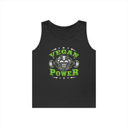 Vegan Power Tank Top | Unisex Heavy Cotton Gym Shirt, Workout Apparel, Fitness Gift, Eco-Friendly Exercise Tee