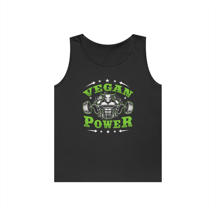 Vegan Power Tank Top | Unisex Heavy Cotton Gym Shirt, Workout Apparel, Fitness Gift, Eco-Friendly Exercise Tee