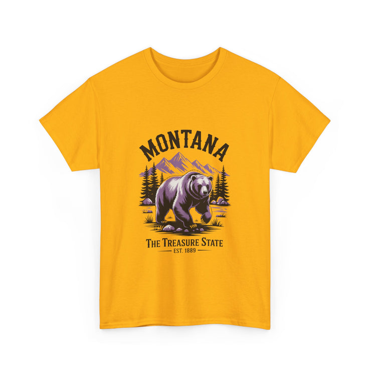 Montana Bear Graphic Tee | Unisex Heavy Cotton Tee, Adventure Shirt, Nature Lover Gift, Hiking Apparel, Travel Tee, Wilderness Wear, USA States Design