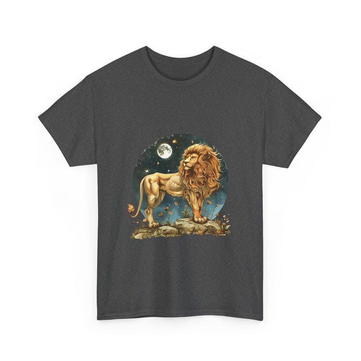 Majestic Lion Tee, Unisex Heavy Cotton Tee, Astrology T-Shirt, Animal Lover Gift, Birthday Present, Casual Style