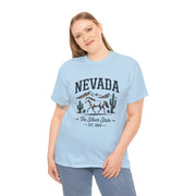 Nevada Graphic Unisex Heavy Cotton Tee, Casual Wear, State Pride Shirt, Travel Gift, Summer Clothing, USA States Design