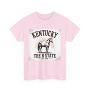 Kentucky Heritage Unisex Heavy Cotton Tee, Vintage Graphic Shirt, Horse Lover Gift, Authentic State Pride Apparel, Casual Everyday Wear, USA States Design