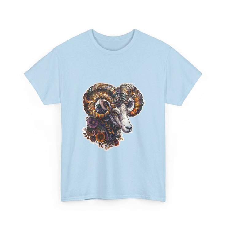 Bohemian Ram Graphic Tee, Casual Apparel, Gift for Animal Lovers, Festival Wear, Unisex T-Shirt, Nature-Inspired Clothing
