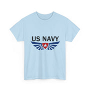 US Navy Winged Logo Unisex Heavy Cotton Tee, Military Apparel, Veteran Gift, Casual Wear, Patriotic Clothing, Gift for Him/Her