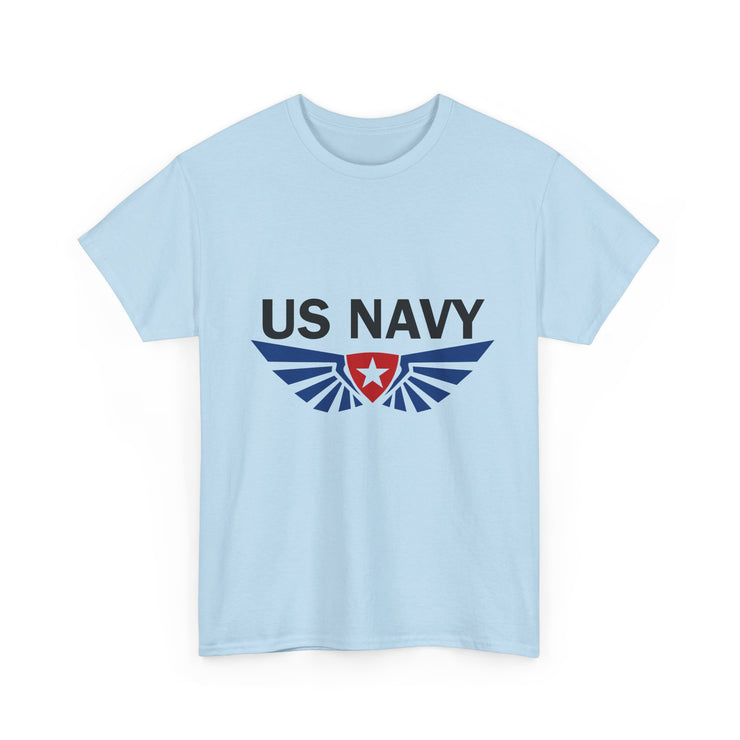 US Navy Winged Logo Unisex Heavy Cotton Tee, Military Apparel, Veteran Gift, Casual Wear, Patriotic Clothing, Gift for Him/Her