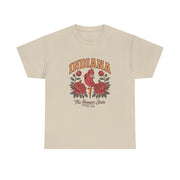 Indiana Floral T-Shirt, Unisex Heavy Cotton Tee for Hoosier State Lovers, Casual Wear, Gift for Indiana Residents, Summer Style
