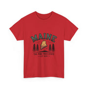 Maine Adventure Tee, Unisex Heavy Cotton T-Shirt, Casual Wear, Nature Lover Gift, Vacation Souvenir, Summer Outfit, USA States Design