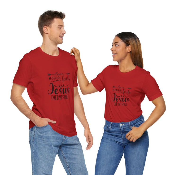 Inspirational Short Sleeve Tee - Love Never Fails, Christian Apparel, Faith-Based Gift,