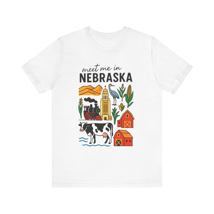 Nebraska Graphic Tee, Unisex Jersey Short Sleeve Tee, Souvenir Shirt, USA States Design