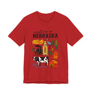 Nebraska Graphic Tee, Unisex Jersey Short Sleeve Tee, Souvenir Shirt, USA States Design