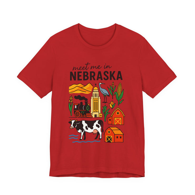 Nebraska Graphic Tee, Unisex Jersey Short Sleeve Tee, Souvenir Shirt, USA States Design