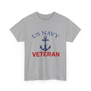US Navy Veteran Unisex Heavy Cotton Tee, Military Pride Shirt, Veteran Gift, Casual Wear, Patriotic Apparel, Anchor Design T-Shirt
