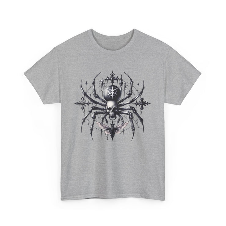Gothic Spider Tee - Unisex Heavy Cotton Shirt for Halloween, Casual Wear, Unique Gift, Alternative Fashion, Edgy Apparel