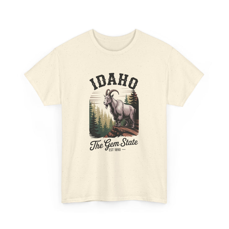 Idaho Gem State Tee, Unisex Heavy Cotton Shirt, Vintage Idaho Style T-Shirt, Nature Lover Apparel, Gift for Idaho Residents, USA States Design
