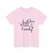 Faith, Hope, Love Family Tee - Unisex Heavy Cotton Shirt for Family Gatherings, Gifts, Celebrations, Casual Wear