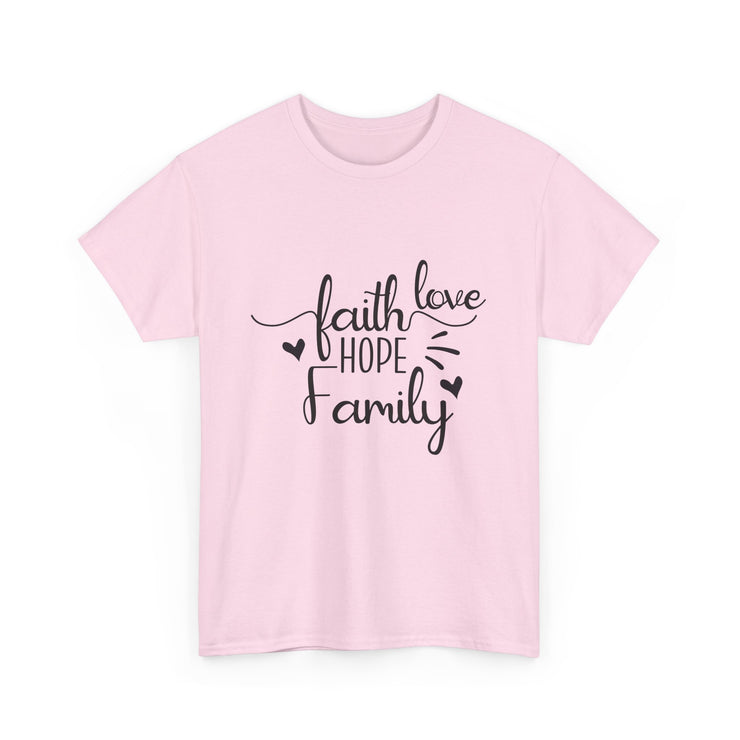 Faith, Hope, Love Family Tee - Unisex Heavy Cotton Shirt for Family Gatherings, Gifts, Celebrations, Casual Wear