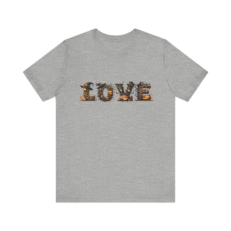 Love Typography Unisex Tee, Casual Love Shirt, Gift for Her, Heartfelt Tee, Valentine's Day Gift, Halloween Design