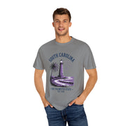 South Carolina Lighthouse T-Shirt, Unisex Garment-Dyed Tee, Coastal Vibes Shirt, Summer Travel Apparel, USA States Design