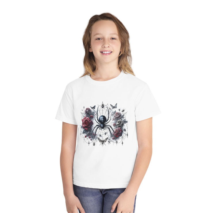 Gothic Spider Youth Tee - Cool Graphic Shirt for Teens, Alternative Fashion, Halloween Costume, Unique Gift, Everyday Wear