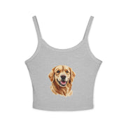 Golden Retriever Dog Lover's Spaghetti Strap Tank Top, Cute Pet Apparel, Gift for Dog Moms, Summer Top, Animal Lover Shirt