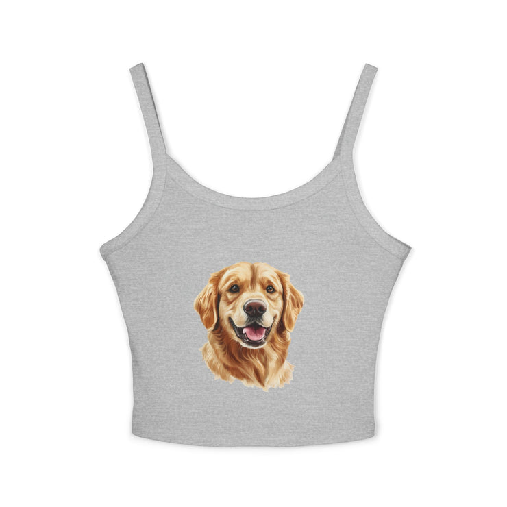 Golden Retriever Dog Lover's Spaghetti Strap Tank Top, Cute Pet Apparel, Gift for Dog Moms, Summer Top, Animal Lover Shirt